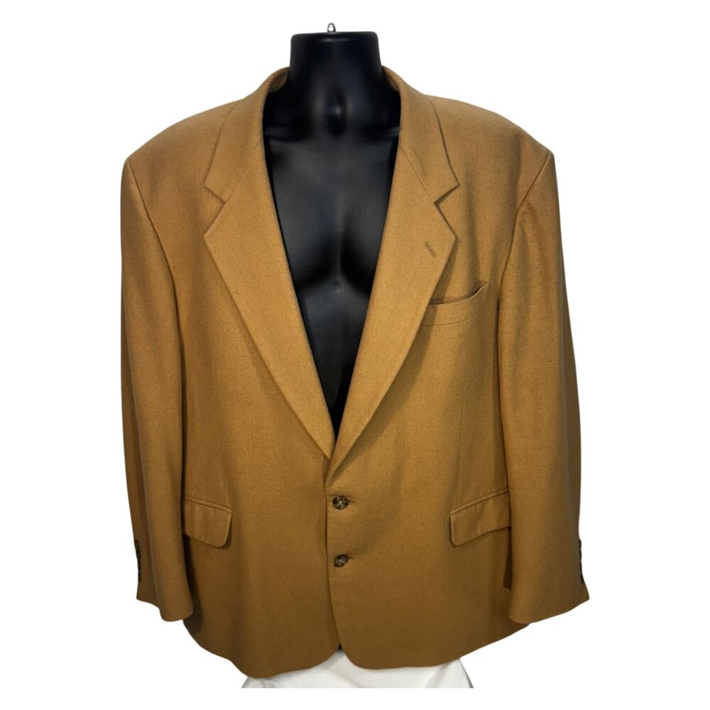Oscar de la Renta 48R Camel Cashmere Wool Sport Coat Blazer 48 XL Designer Tan